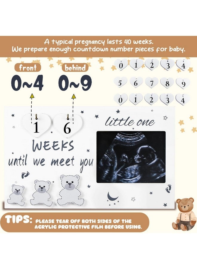 OurWarm إطارات صور أولادنا بالموجات فوق الصوتية، إطار صور السونوجرام مع عد تنازلي لأسابيع الحمل، إطار الموجات فوق الصوتية لإعلان الطفل، هدايا فريدة للآباء المتوقعين للنساء الحوامل - Image 5
