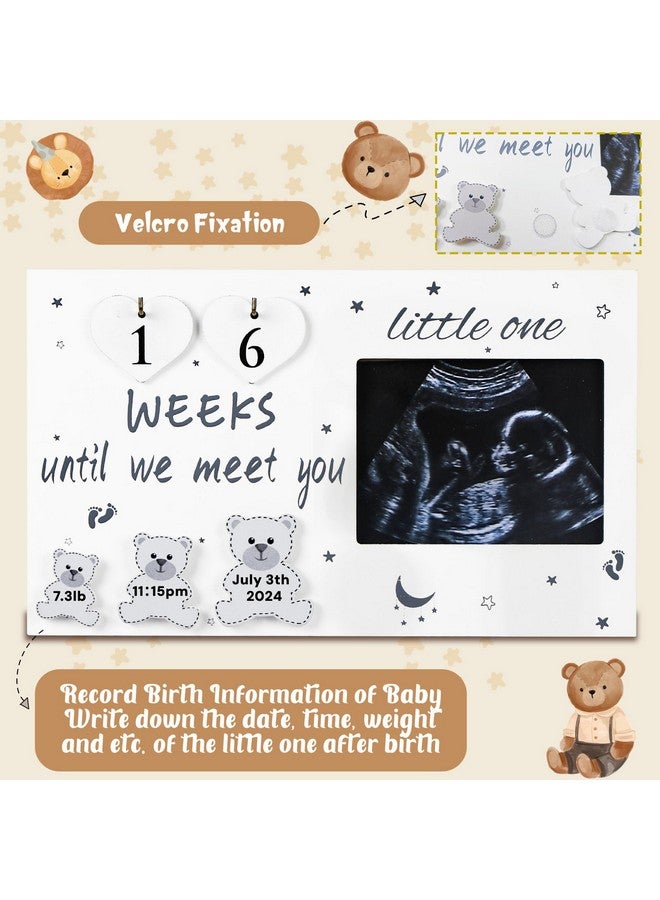 OurWarm إطارات صور أولادنا بالموجات فوق الصوتية، إطار صور السونوجرام مع عد تنازلي لأسابيع الحمل، إطار الموجات فوق الصوتية لإعلان الطفل، هدايا فريدة للآباء المتوقعين للنساء الحوامل - Image 3
