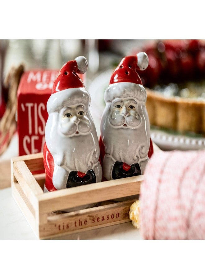 Mud Pie Santa Salt and Pepper, shaker 4" x 2 1/4" dia | crate 1" x 6", Multi - Image 2