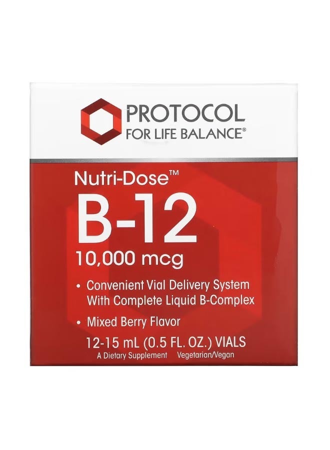 Protocol For Life Balance Nutri Dose B 12 Mixed Berry 10000 mcg 12 Vials 0.5 fl oz 15 ml Each - Image 1