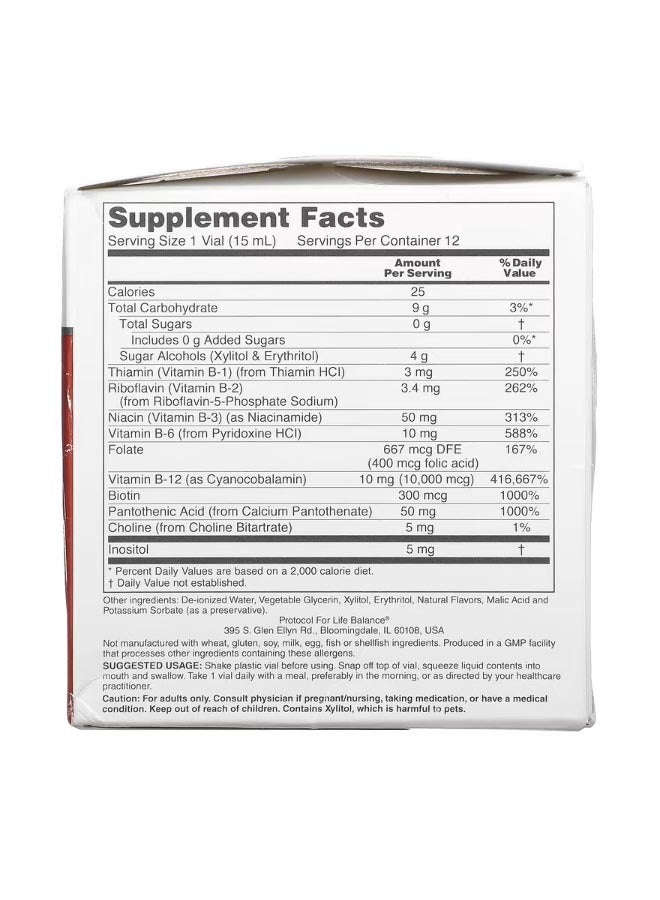 Protocol For Life Balance Nutri Dose B 12 Mixed Berry 10000 mcg 12 Vials 0.5 fl oz 15 ml Each - Image 2