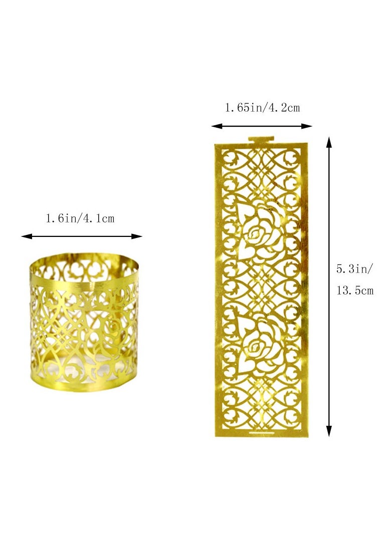 McmhyingPop 50pcs Golden Rose LED Candle Covers / Candle Shades - Paper Lampshades for Ramadan, Eid, Wedding Decor (LED Candle Not Included)  - Image 2