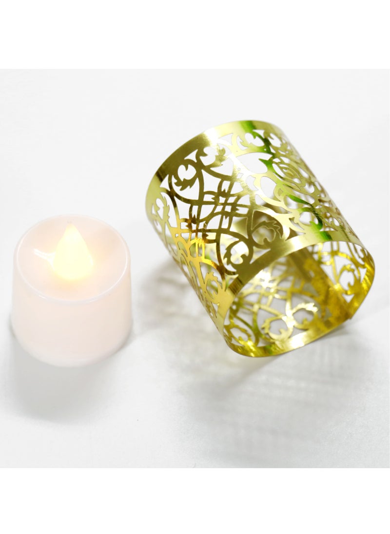 McmhyingPop 50pcs Golden Rose LED Candle Covers / Candle Shades - Paper Lampshades for Ramadan, Eid, Wedding Decor (LED Candle Not Included)  - Image 4