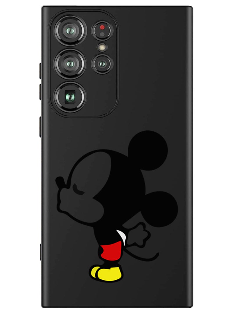 Theodor Protective Slim Fit Case Liquid Silicone Cover with Full Body Protection Anti-Scratch Shockproof Case For Samsung Galaxy S24 Ultra (Black) - Mickey Kissing - Image 1