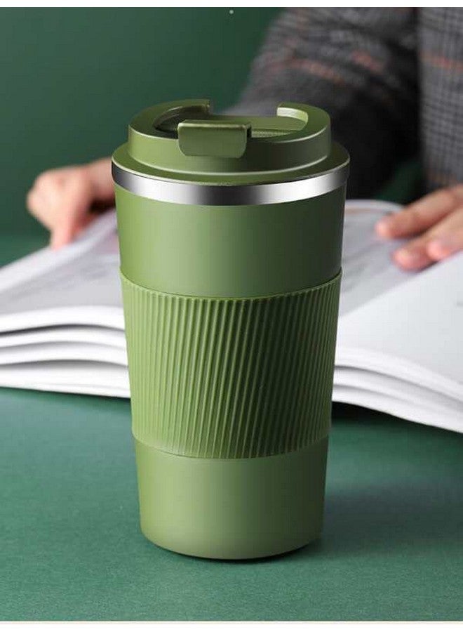 Wosta Travel Mug, Insulated Coffee Cup with Leakproof Lid,Vacuum Insulation Stainless Steel Reusable for Hot Cold Coffee, Non-Slip Protective Cover, (Army Green, 510 Ml & Cleaning Brush) - Image 5