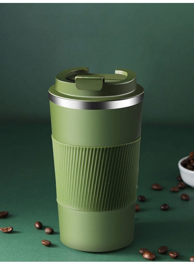 Wosta Travel Mug, Insulated Coffee Cup with Leakproof Lid,Vacuum Insulation Stainless Steel Reusable for Hot Cold Coffee, Non-Slip Protective Cover, (Army Green, 510 Ml & Cleaning Brush) - Image 4
