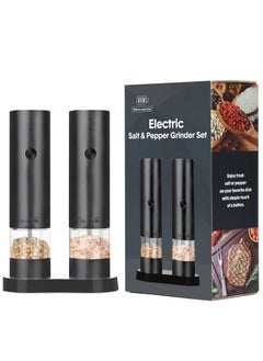 MileMelo Automatic Salt and Pepper Grinder Set, Electric Peppercorn Grinders, Battery Operated Mill, 2 Pack, Stainless Steel & Ceramic With Lights, Refillable, Electrical, One Handed, Adjustable Coarse Level  - Image 1
