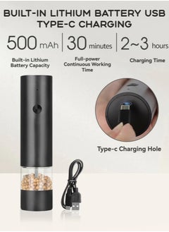 MileMelo Automatic Salt and Pepper Grinder Set, Electric Peppercorn Grinders, Battery Operated Mill, 2 Pack, Stainless Steel & Ceramic With Lights, Refillable, Electrical, One Handed, Adjustable Coarse Level  - Image 4