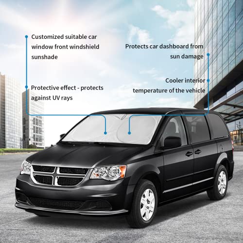 INSAUTO for Dodge Caravan 2006-2024 Front Windshield Sun Shade Sunshade-for Dodge Promaster 2014-2023 Windshield Cover, for Grand Caravan 2022 Reflective Protector Sun Visor Car Accessories(63" X 39.4") - Image 2