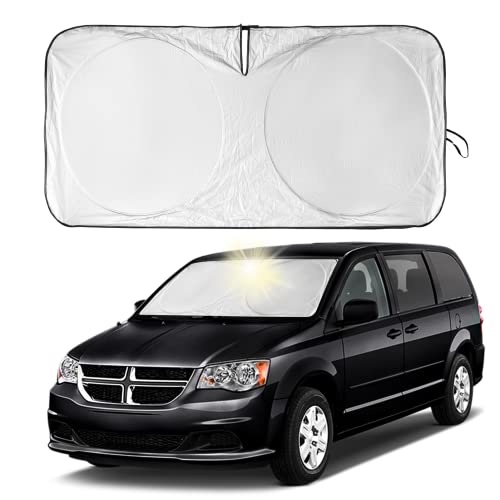 INSAUTO for Dodge Caravan 2006-2024 Front Windshield Sun Shade Sunshade-for Dodge Promaster 2014-2023 Windshield Cover, for Grand Caravan 2022 Reflective Protector Sun Visor Car Accessories(63" X 39.4") - Image 1