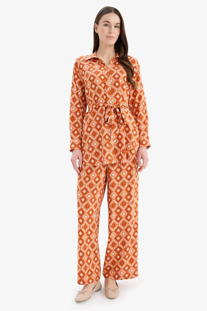 ديفاكتو Relax Fit Viscose Printed Long Sleeve Tunic