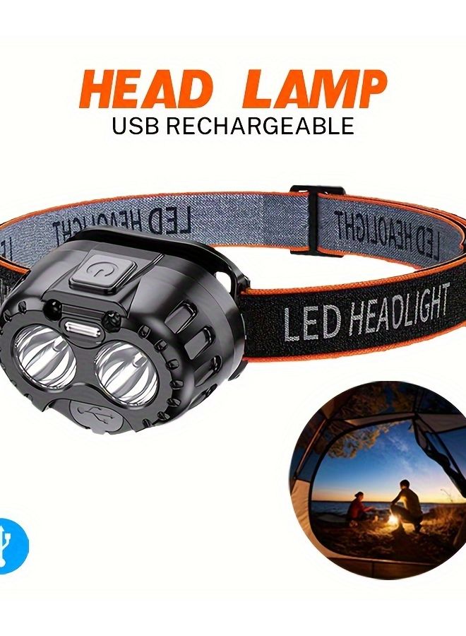 Outdoor Motion Sensor Head Lamp USB Rechargeable Adjustable Light For Camping - Image 3