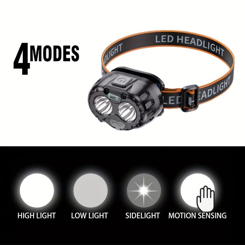 Outdoor Motion Sensor Head Lamp USB Rechargeable Adjustable Light For Camping - Image 5