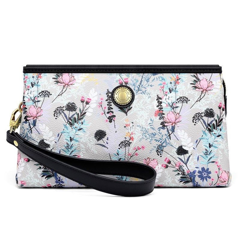 Peacocktion Floral Wristlet Clutch Purses for Women, Leather RFID Wristlet Wallets for Women with Zipper, Travel Purse - Image 1