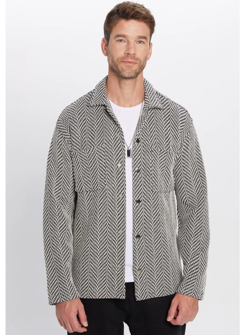 تودورس Men's Relax Fit Casual Cut Knitted Double Pocket Snap Button Dobby Shirt