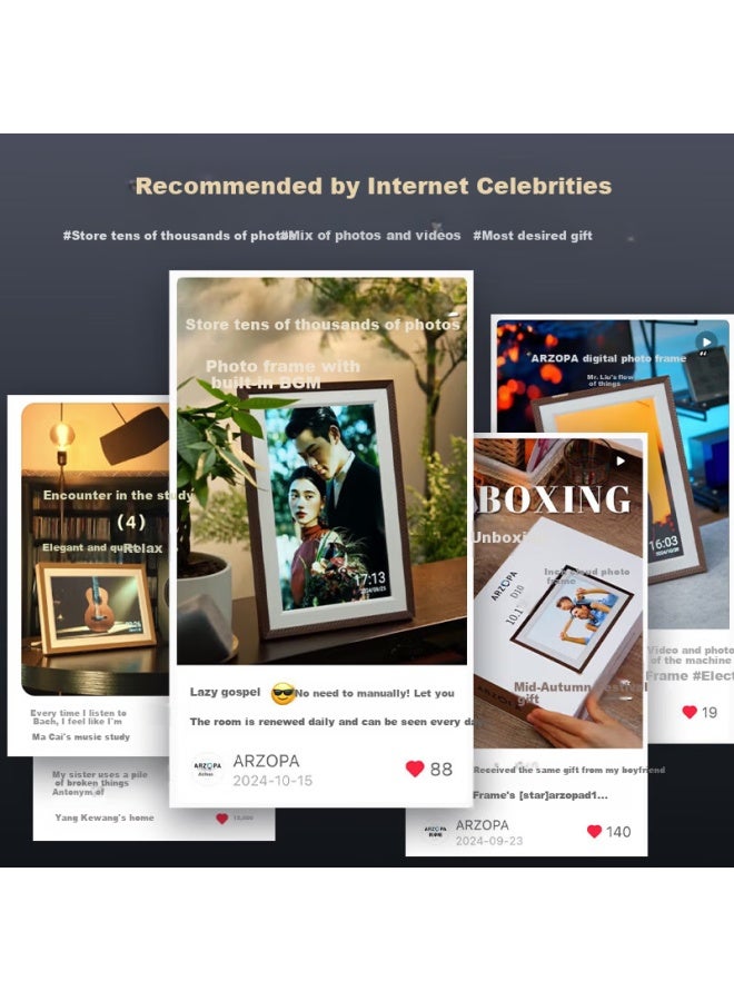 ARZOPA Inch Digital Electronic Photo Frame Smart Cloud Frame Touch Screen Display Photos Videos Desktop/wall Mountable D10 Rose Gold Holiday Gift Recommendation - Image 1