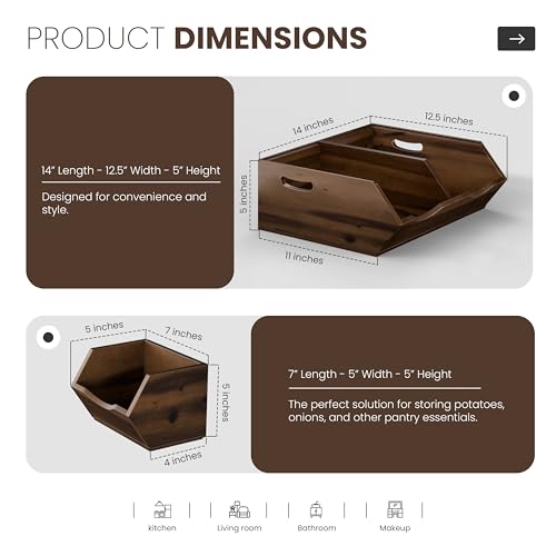 HOLANA Acacia Potato and Onion Storage Bin Stackable Wooden Storage Bins Pantry Baskets Organization and Storage Onion and Potato Storage Bins for Kitchen Storage Organization - Image 3