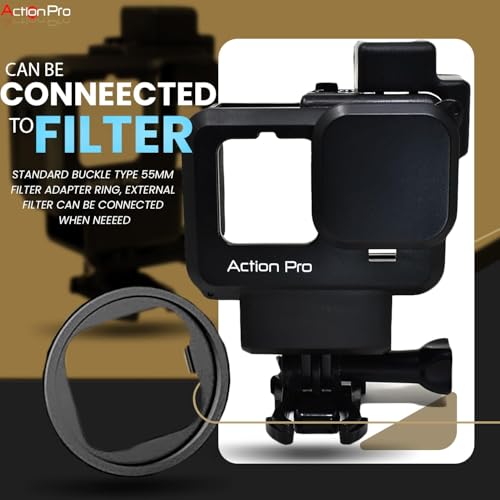 Action Pro حافظة فلوغينغ مصنوعة في الهند متوافقة مع GoPro Hero-12/11/10/9 | إطار حماية بلاستيكي مع قاعدة مزدوجة للبرودة | قاعدة مشبك ومسمار إبهام (ضمان 6 أشهر) - Image 3