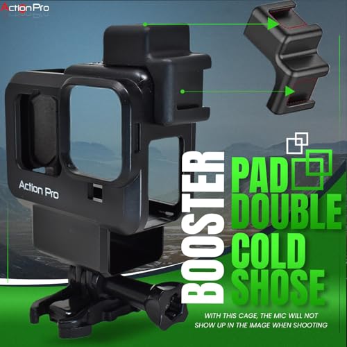 Action Pro حافظة فلوغينغ مصنوعة في الهند متوافقة مع GoPro Hero-12/11/10/9 | إطار حماية بلاستيكي مع قاعدة مزدوجة للبرودة | قاعدة مشبك ومسمار إبهام (ضمان 6 أشهر) - Image 4