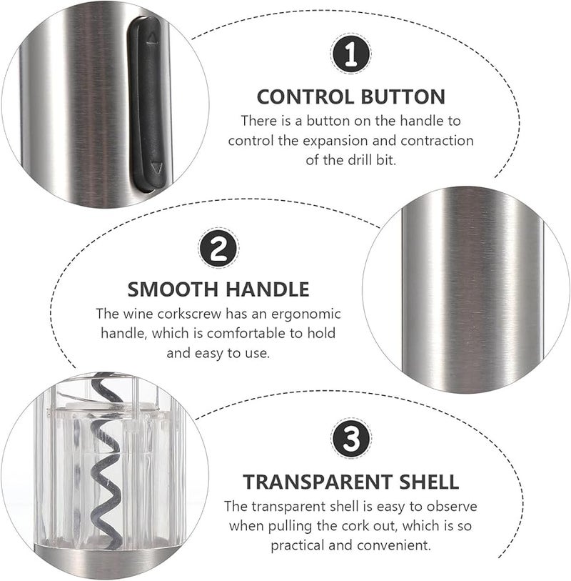 فتاحة نبيذ كهربائية قابلة للشحن مع سدادة تفريغ شفافة وكابل USB - Image 5