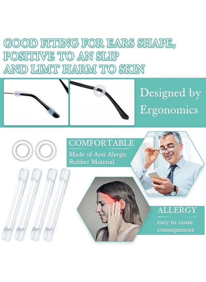 دبليو أف أف أو 50 قطعة من مجموعات حاملي النظارات، 12 زوج من وسادات الأنف اللاصقة المضادة للانزلاق للنظارات، 4 مقابض أذن دائرية، 4 خطافات أذن سيليكون، 4 أكمام أطراف النظارات - تمنع انزلاق النظارات من على الأنف، مساعد بسيط وفعّال للأطفال والكبار والرياضة والدراسة والعمل - للنظارات والنظارات الشمسية (شفافة) - Image 5