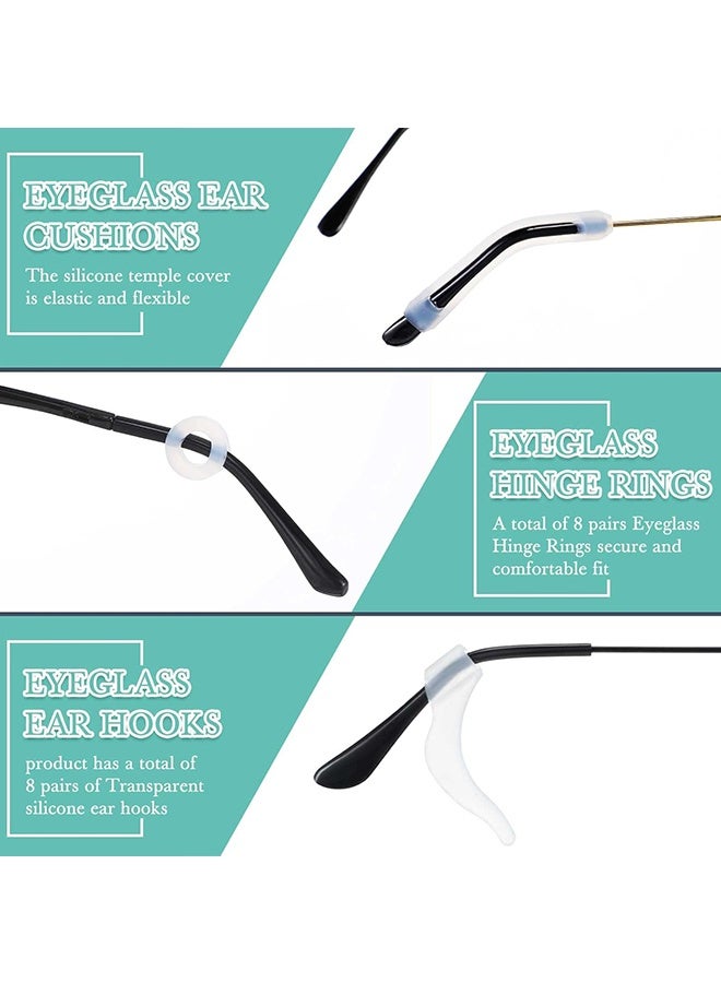 دبليو أف أف أو 50 قطعة من مجموعات حاملي النظارات، 12 زوج من وسادات الأنف اللاصقة المضادة للانزلاق للنظارات، 4 مقابض أذن دائرية، 4 خطافات أذن سيليكون، 4 أكمام أطراف النظارات - تمنع انزلاق النظارات من على الأنف، مساعد بسيط وفعّال للأطفال والكبار والرياضة والدراسة والعمل - للنظارات والنظارات الشمسية (شفافة) - Image 4
