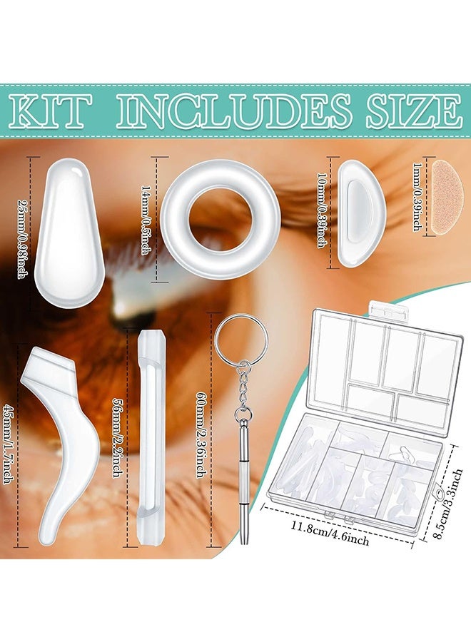 دبليو أف أف أو 50 قطعة من مجموعات حاملي النظارات، 12 زوج من وسادات الأنف اللاصقة المضادة للانزلاق للنظارات، 4 مقابض أذن دائرية، 4 خطافات أذن سيليكون، 4 أكمام أطراف النظارات - تمنع انزلاق النظارات من على الأنف، مساعد بسيط وفعّال للأطفال والكبار والرياضة والدراسة والعمل - للنظارات والنظارات الشمسية (شفافة) - Image 2