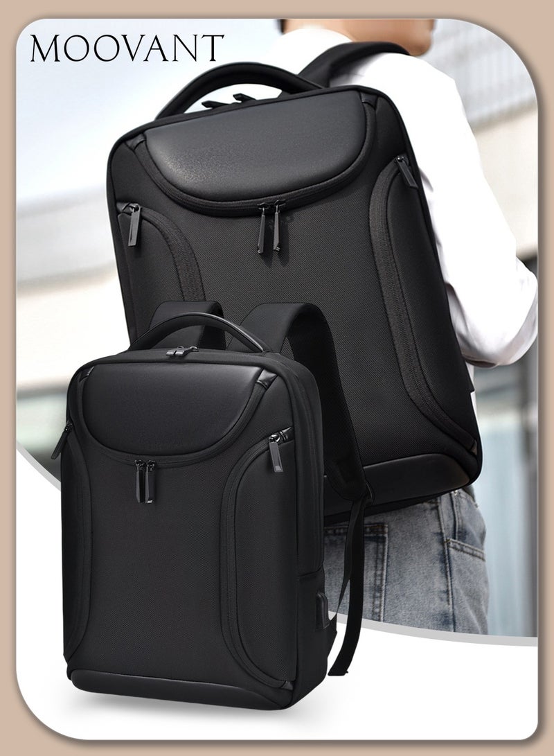 Moovant Fashion Business Backpack for Men, Waterproof Travel Backpacks, High Tech Backpack,  with USB Charging Port, Portable Laptop Backpack, Fits 15.6 Inch Notebook, Black - Image 1