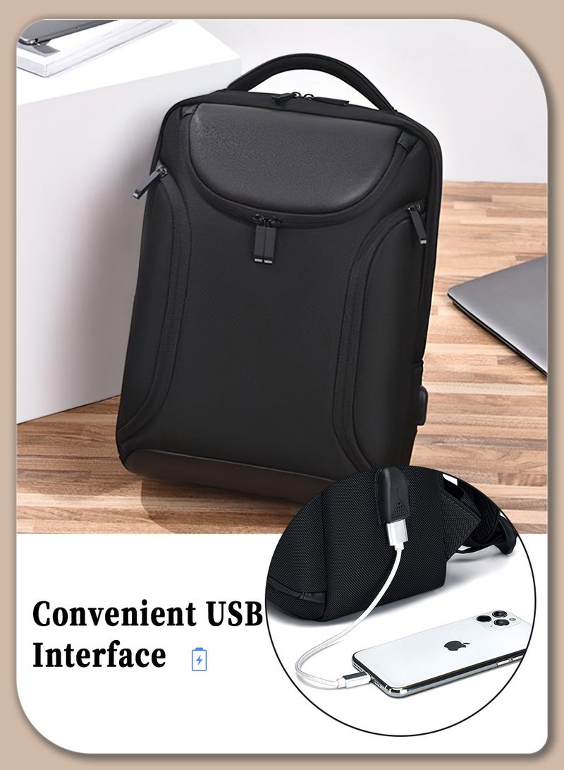 Moovant Fashion Business Backpack for Men, Waterproof Travel Backpacks, High Tech Backpack,  with USB Charging Port, Portable Laptop Backpack, Fits 15.6 Inch Notebook, Black - Image 2