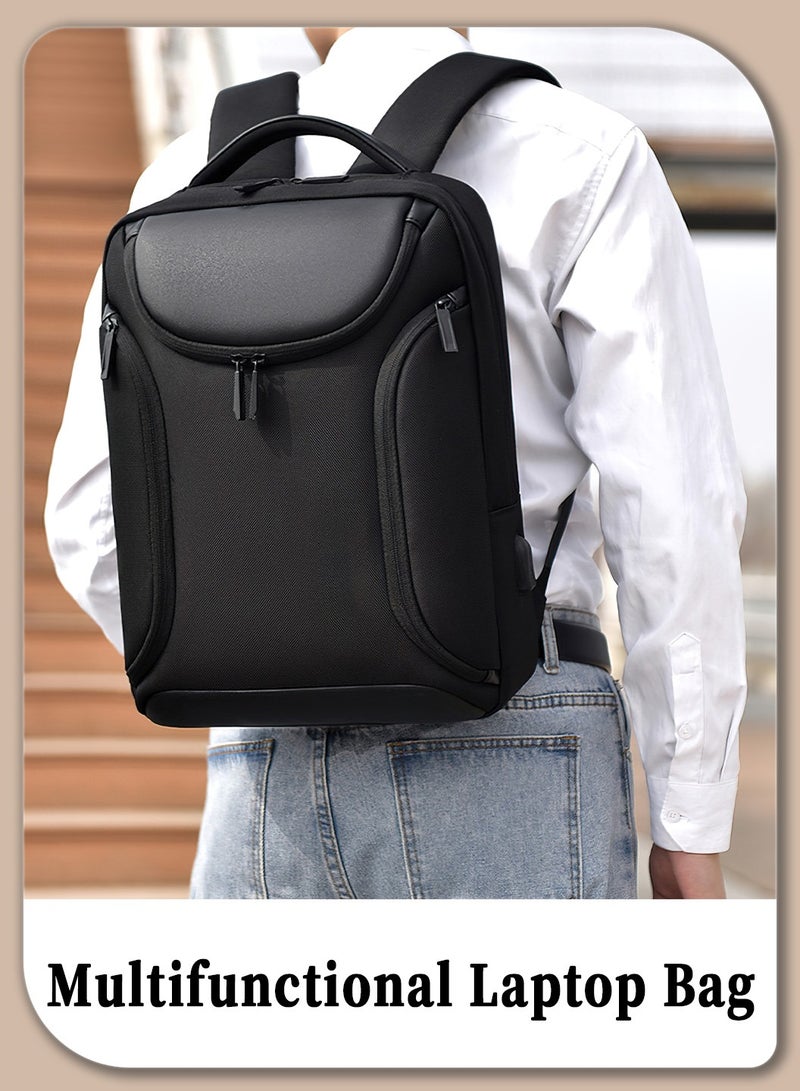 Moovant Fashion Business Backpack for Men, Waterproof Travel Backpacks, High Tech Backpack,  with USB Charging Port, Portable Laptop Backpack, Fits 15.6 Inch Notebook, Black - Image 3