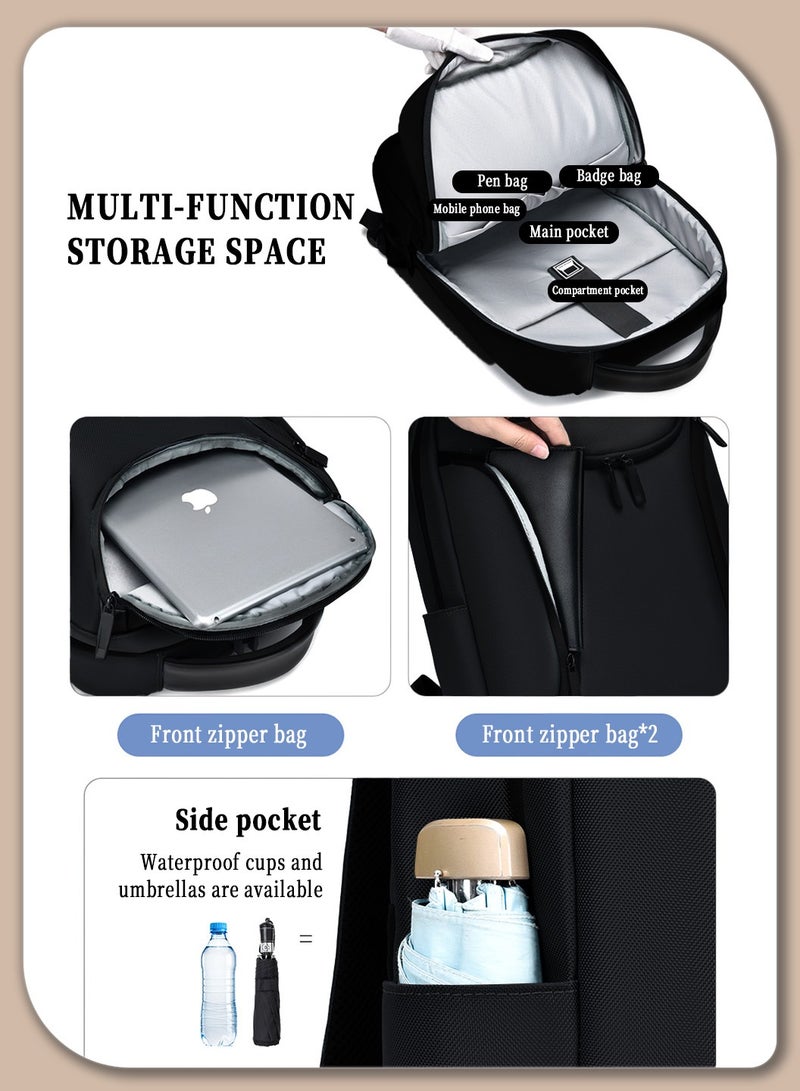 Moovant Fashion Business Backpack for Men, Waterproof Travel Backpacks, High Tech Backpack,  with USB Charging Port, Portable Laptop Backpack, Fits 15.6 Inch Notebook, Black - Image 5