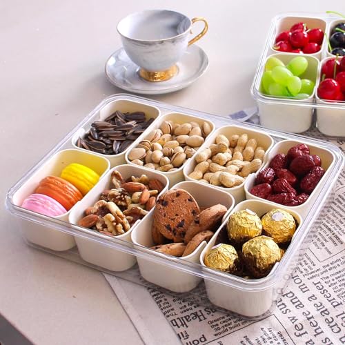 Hexwell Divided Fridge Storage Boxes With 8 Serving Veggie Tray with Lid and Handle, Fridge Organizer with Removable 8 Compartment, Fridge Storage Containers (8 Box) - Image 5