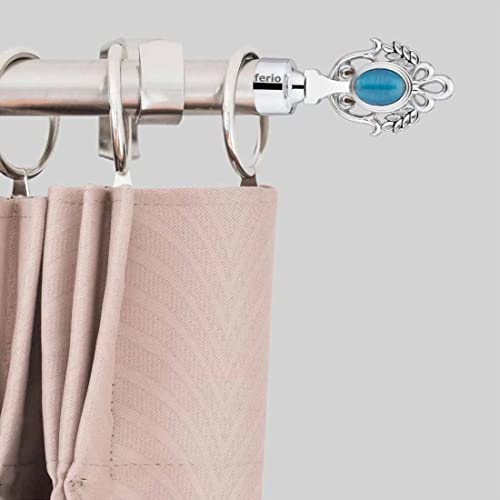FERIO Zinc Alloy and Diamond Rajawadi Look Curtain Holder Set and Curtain Finial for Door and Window Fitting for 1 Inch Rod Chrome Finish(Curtain Support 2 Pics and Curtain Finial 2 Pics) - Image 3