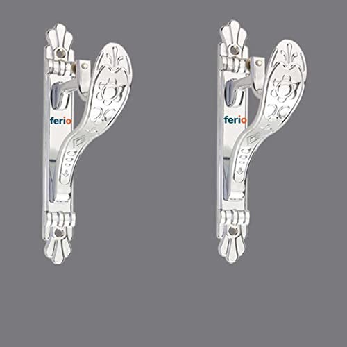 FERIO Zinc Alloy and Diamond Rajawadi Look Curtain Holder Set and Curtain Finial for Door and Window Fitting for 1 Inch Rod Chrome Finish(Curtain Support 2 Pics and Curtain Finial 2 Pics) - Image 5