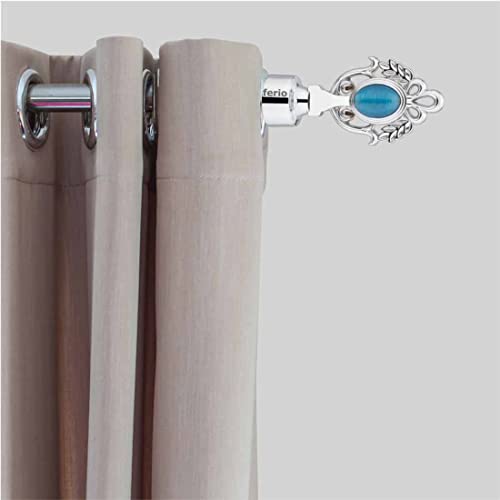 FERIO Zinc Alloy and Diamond Rajawadi Look Curtain Holder Set and Curtain Finial for Door and Window Fitting for 1 Inch Rod Chrome Finish(Curtain Support 2 Pics and Curtain Finial 2 Pics) - Image 2