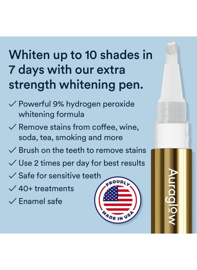 AuraGlow Extra Strength Teeth Whitening Pen, 9% Hydrogen Peroxide, 40+ Whitening Treatments, Whitens Teeth Fast, No Sensitivity, 4Ml  - Image 2