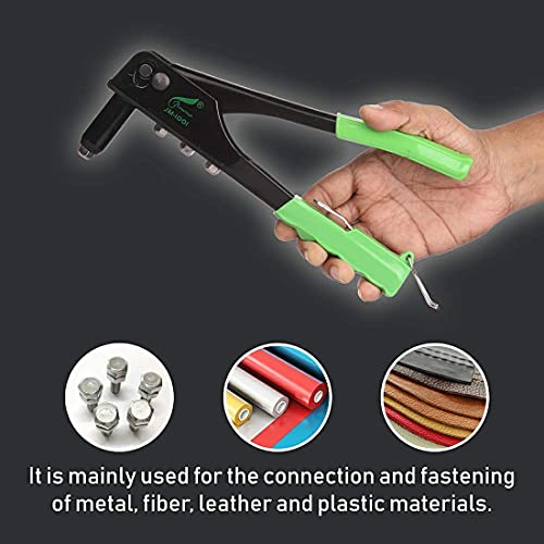 Inditrust Non Slip 10.5" Rivet Gun hand Riveter Nail Gun, Pop Riveter 10.5" Green with Rivets and Gloves (With 50 RIvets, Steel, 10.5inch) - Image 3