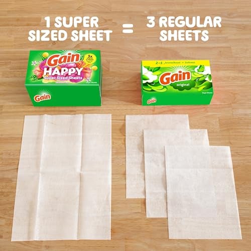 Gain Super Sized Dryer Sheets, Laundry Fabric Softener, Happy, 130 Count - Image 5