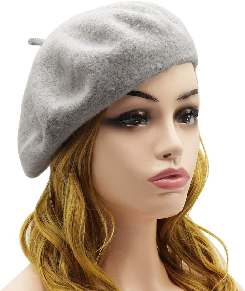 Wheebo Wool Beret Hat,Solid Color French Style Winter Warm Cap for Women Girls Lady - Image 2