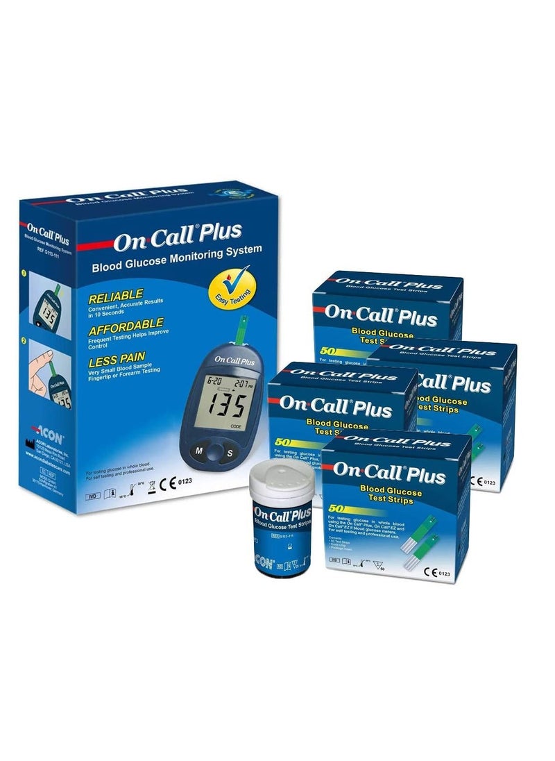 On call plus Pack of 4 strips Blood Glucose Monitor  - Image 1