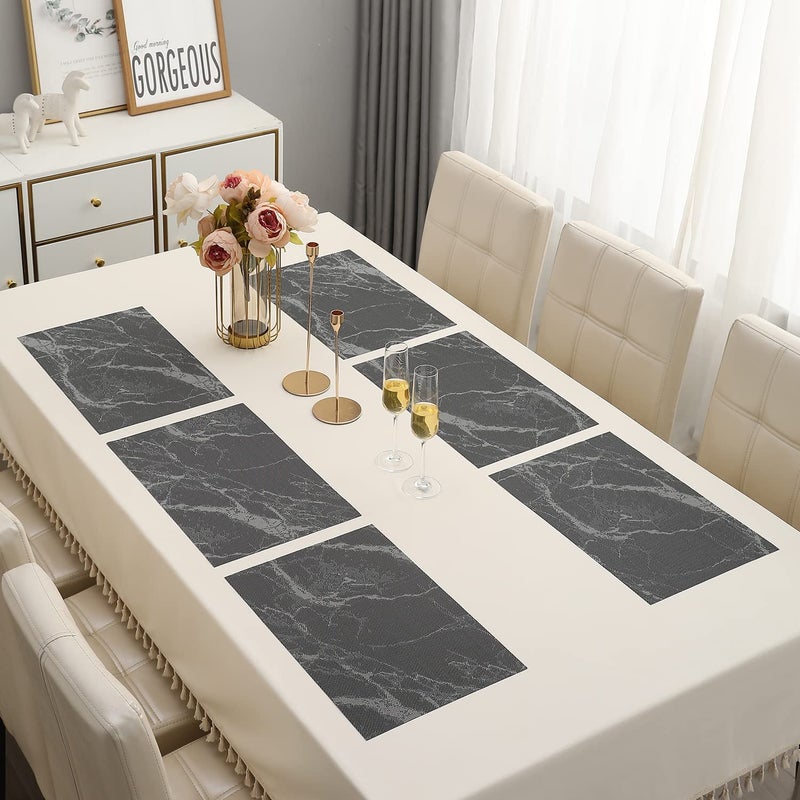 pepplo Placemats for Dining Table Woven Vinyl Placemats Table Mats Washable &Wipe Clean, Non-Slip &Heat-Resistant(Set of 6) - Image 3