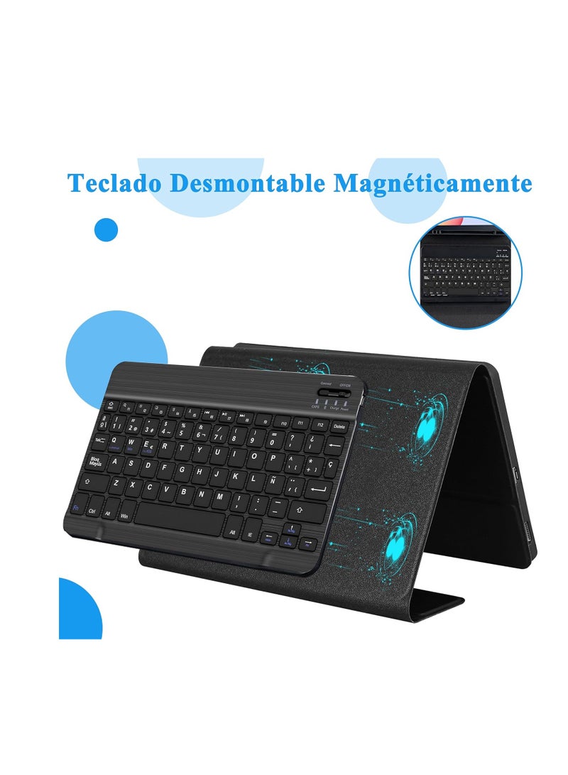 بوينوس حافظة كيبورد لايباد برو 11 انش (الجيل الرابع 2022) ايباد اير الجيل الخامس/الرابع مع كيبورد حافظة كيبورد لايباد برو 11 انش 2021 (الجيل الثالث)/الجيل الثاني/الاول - كيبورد لاسلكية - حامل قلم مدمج أسود - Image 3