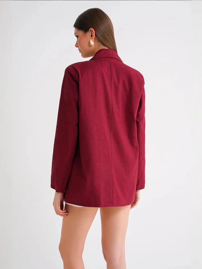 ميكسراي جاكيت بليزر ميكسراي بياقة بأزرار من الكتان