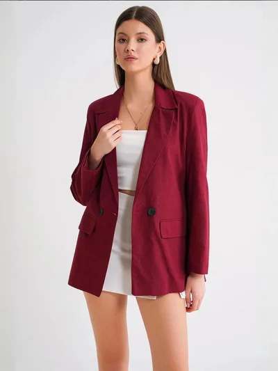 ميكسراي جاكيت بليزر ميكسراي بياقة بأزرار من الكتان