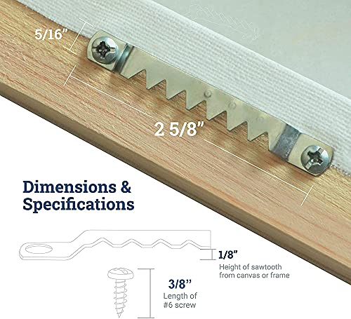 888 Corp 10 Pack Large Sawtooth Picture Hangers with Screws for Canvas - Steel with Zinc Finish - Silver - Image 2