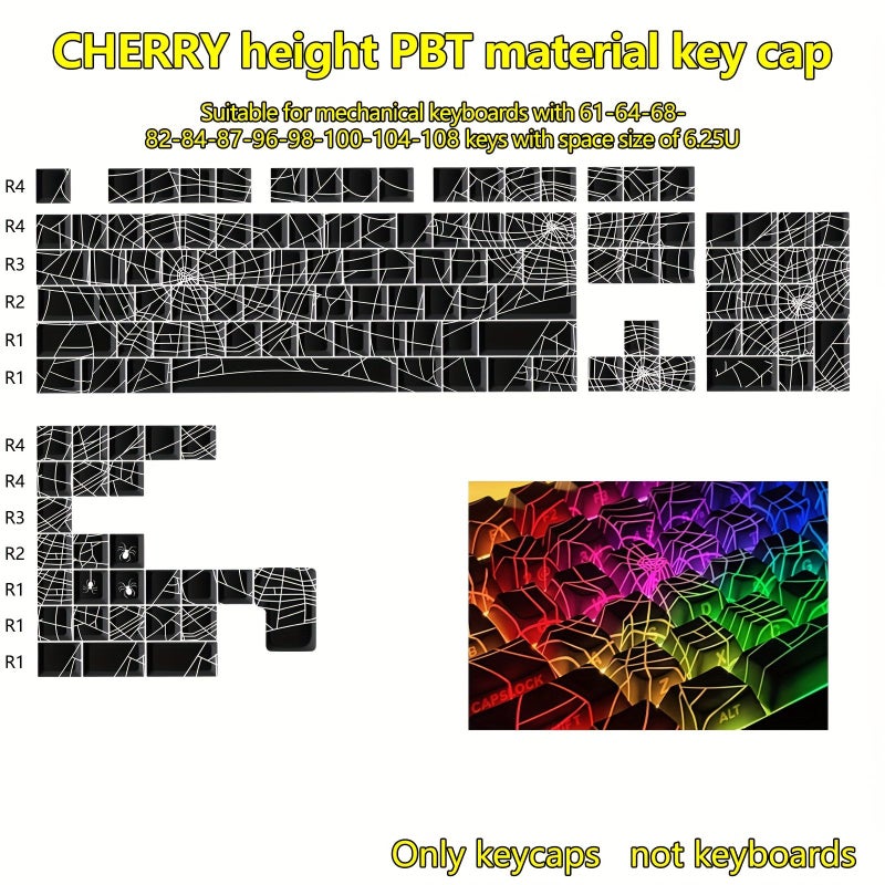 PBT Full 5 Sided Dye Sublimation Keycaps For Mechanical Keyboards With Translucent Side Characters 61 131 Keys Set - Image 2