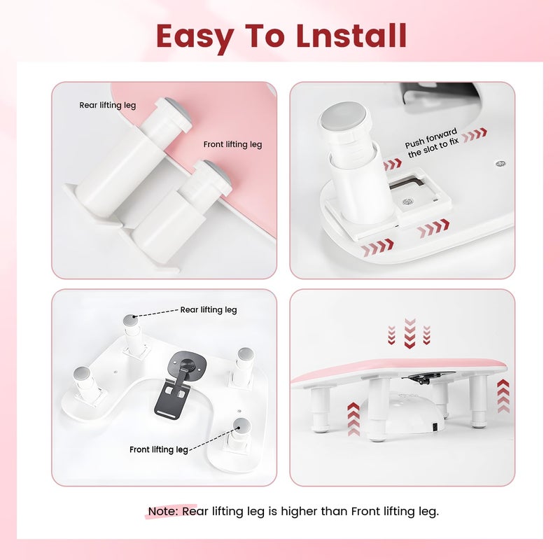 JODSONE Pink U Shaped Manicure Arm Rest for Nails Tech with Rotating 360Â°Built-In Phone Holder and Adjustable Nail Arm Rest Detachable Manicure Hand Rest for Salon Design - Image 5