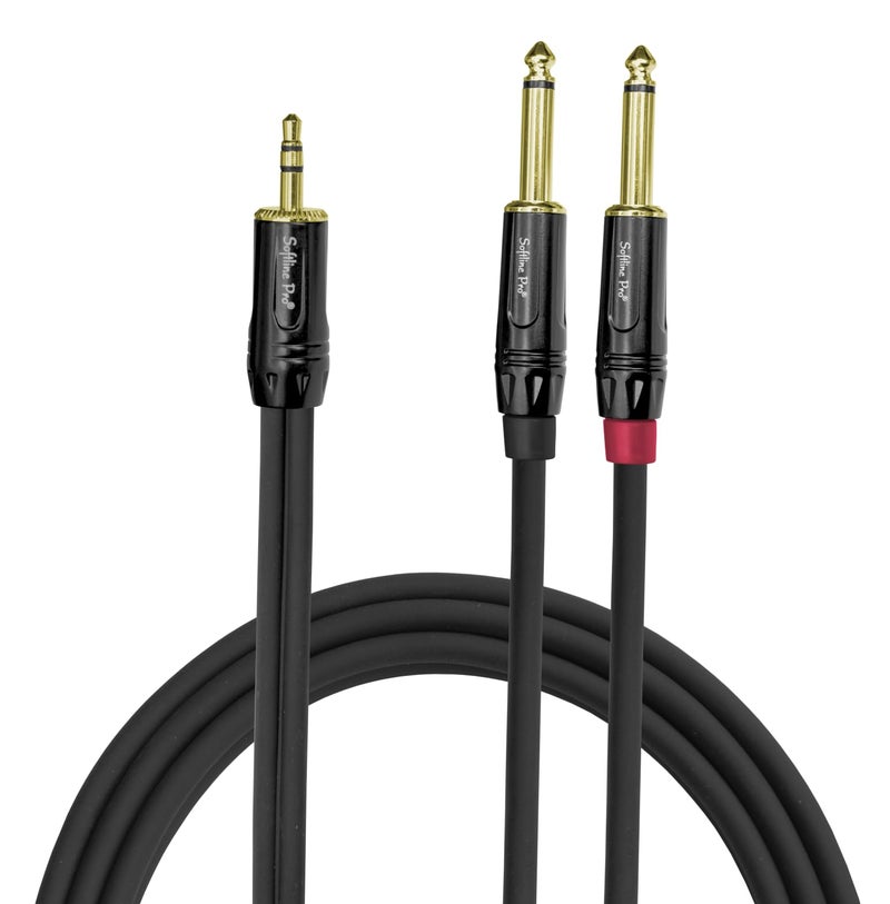 Softline Pro SPY03 3.5MM Stereo to 2 x 6.3MM Jack Mono 10 Ft/3 M Cable,Black - Image 1