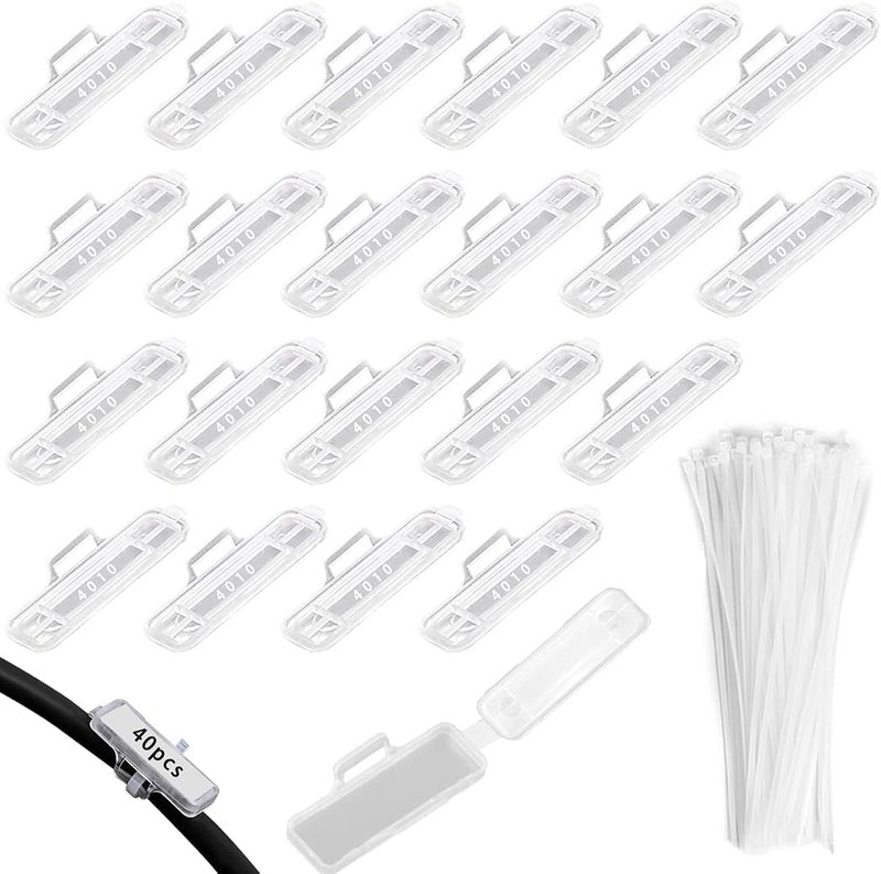 X spring Cable Labels, 100 PCS Clear Wire Markers, 100 White Durable Cable Ties, Easy Write Tags, Quick Identification, Versatile Organization for Home, Office. - Image 1