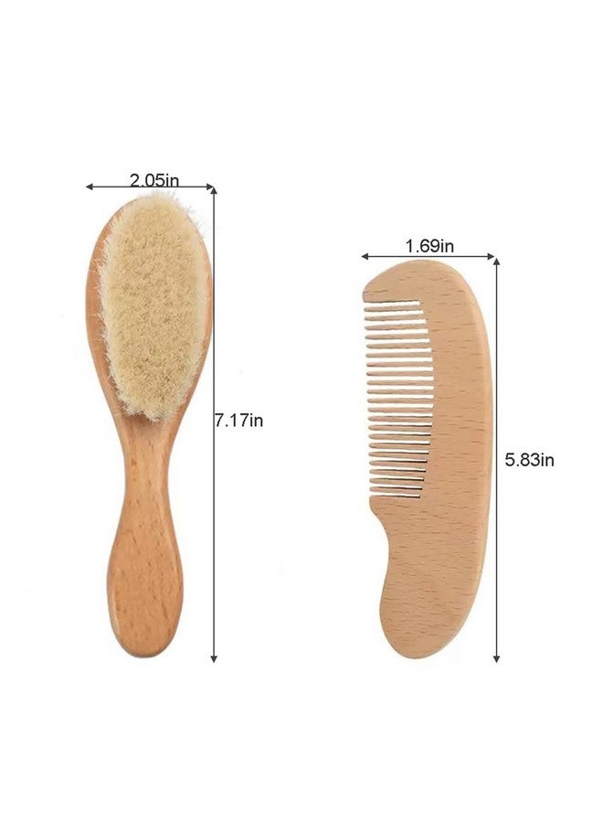 PandaEar PandaEar 3 Pack Baby Brush and Comb Set Newborn, Silicone Cradle Cap Brush for Babies, Soft Newborn Hair Brush with Soft Goat Bristles, Wooden Toddler Comb Hairbrush Set for Boys and Girls - Image 1